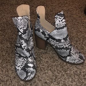 Snake skin heels with open toe